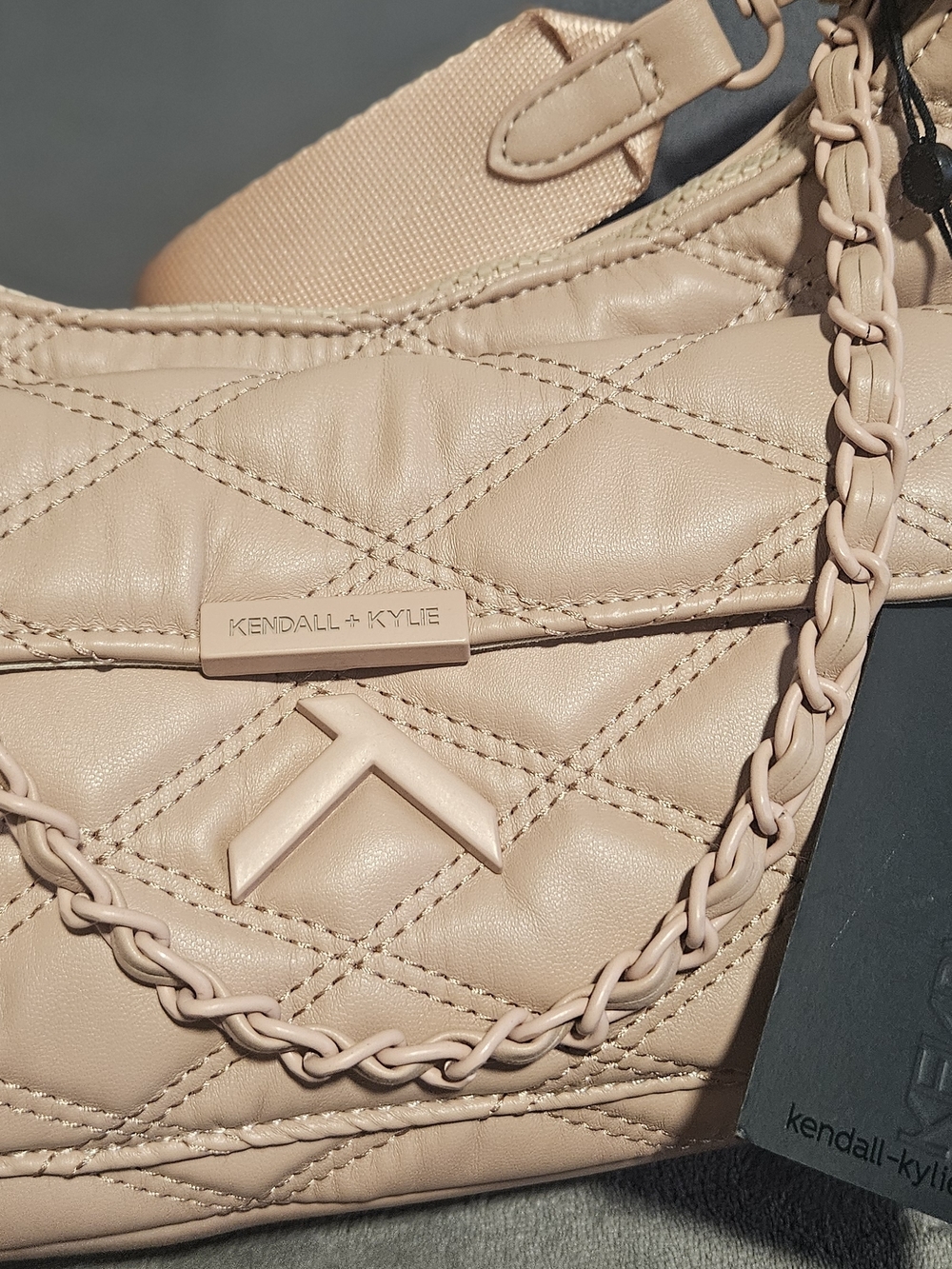 Kendall & Kylie Quilted Leather Crossbody Bag in Nude - Picture 2 of 10